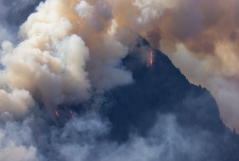 BC Forest Fire and Smoke over the mountain near Hope